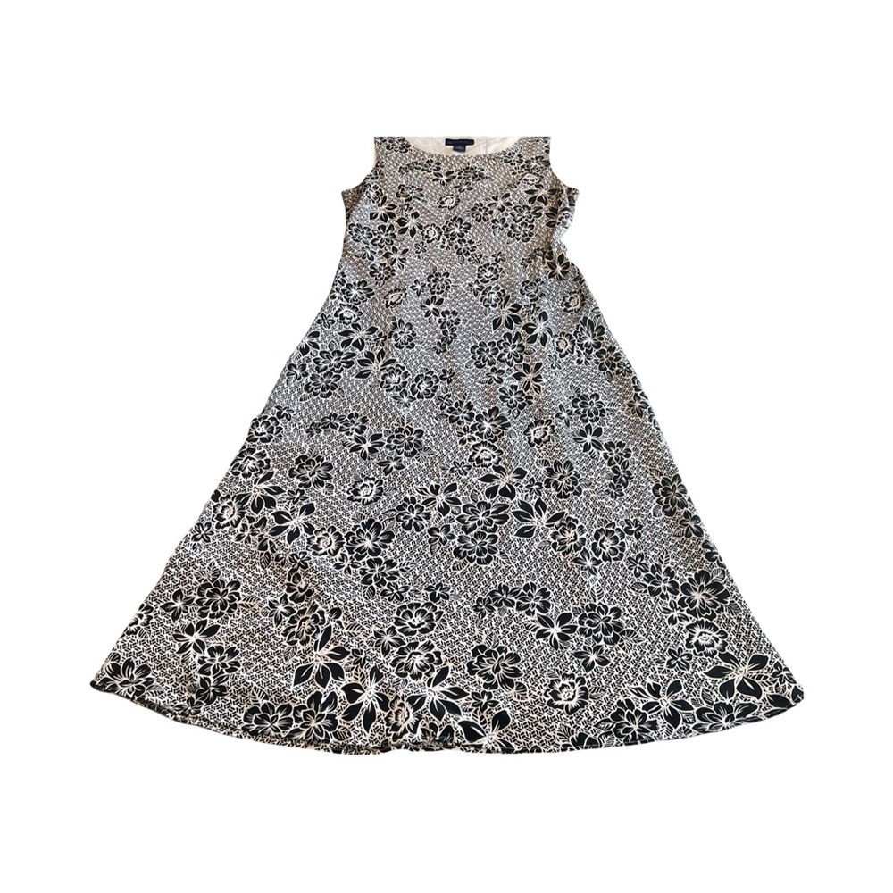 Charter‎ Club Womens 100% Silk Black White Floral Sleeveless Maxi Dress Size 12